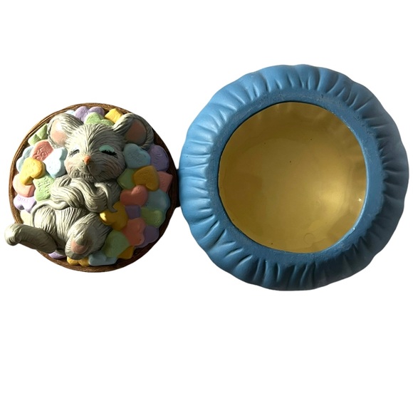 Vintage @86 dona's molds inc hand painted hearts & mouse ceramic trinket holder - Picture 7 of 15